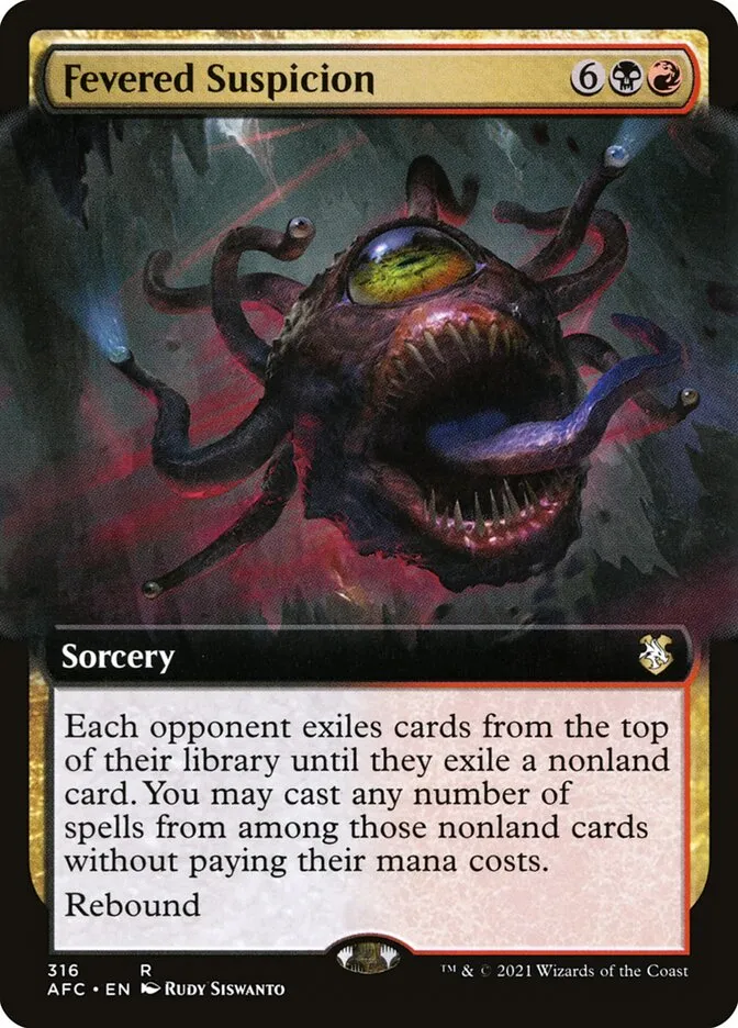 2021 Forgotten Realms Commander Fevered Suspicion #316 rare card image