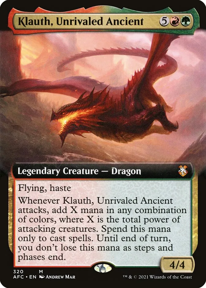 2021 Forgotten Realms Commander Klauth, Unrivaled Ancient #320 mythic card image