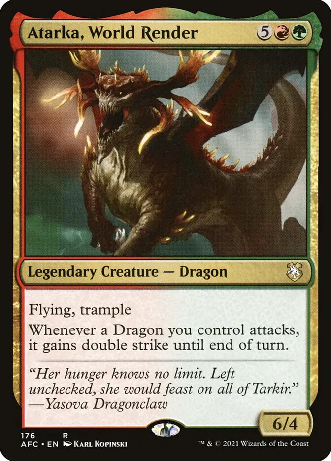 2021 Forgotten Realms Commander Atarka, World Render #176 rare card image