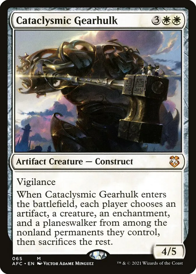 2021 Forgotten Realms Commander Cataclysmic Gearhulk #65 mythic card image