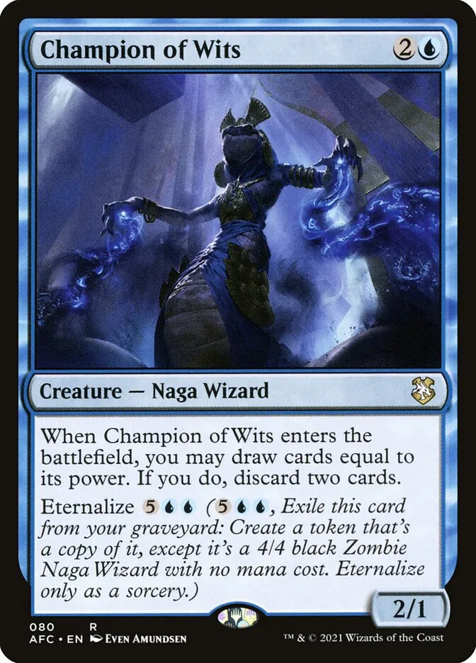2021 Forgotten Realms Commander Champion of Wits #80 rare card image
