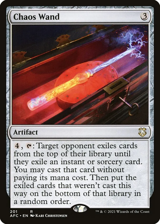 2021 Forgotten Realms Commander Chaos Wand #201 rare card image