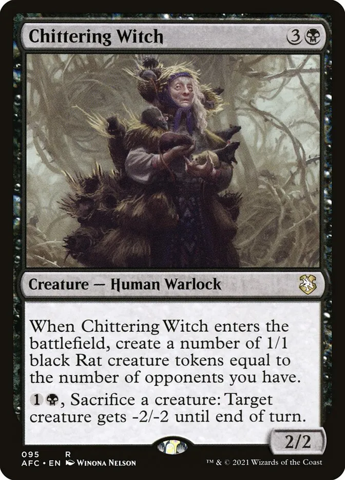 2021 Forgotten Realms Commander Chittering Witch #95 rare card image