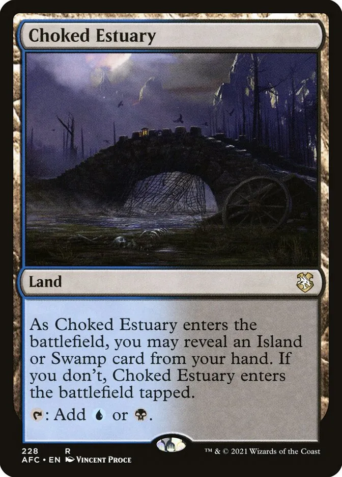 2021 Forgotten Realms Commander Choked Estuary #228 rare card image