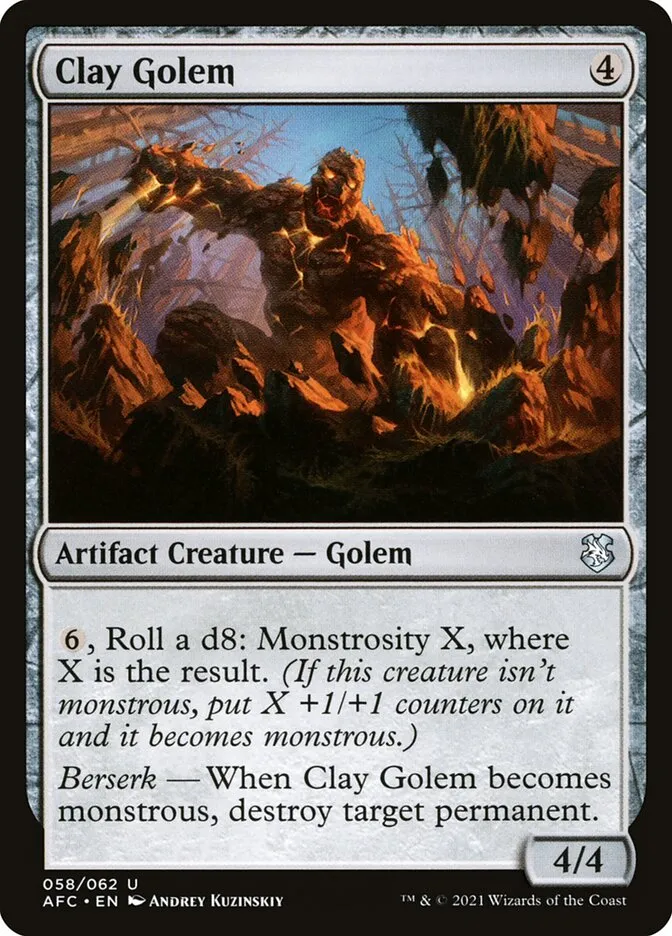 2021 Forgotten Realms Commander Clay Golem uncommon #58 uncommon card image
