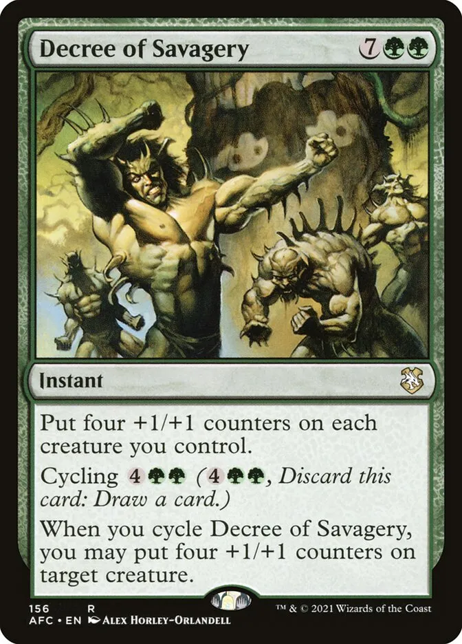 2021 Forgotten Realms Commander Decree of Savagery #156 rare card image