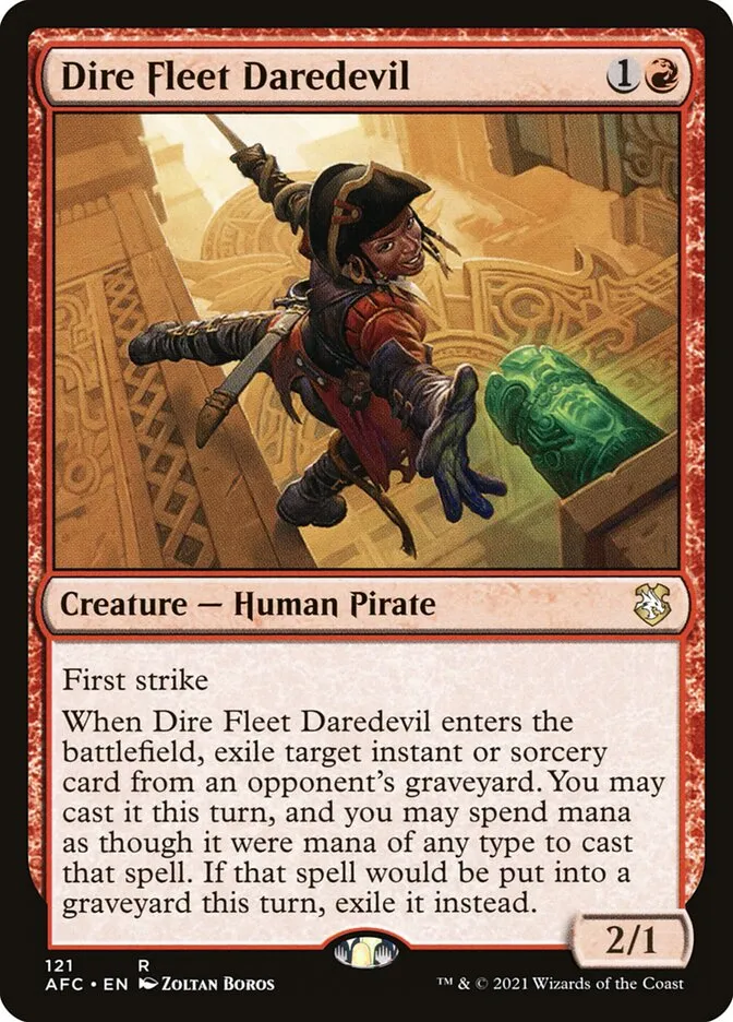 2021 Forgotten Realms Commander Dire Fleet Daredevil #121 rare card image