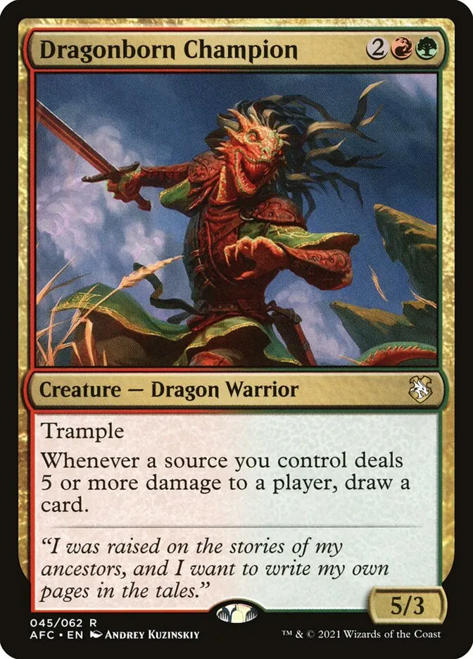 2021 Forgotten Realms Commander Dragonborn Champion #45 rare card image
