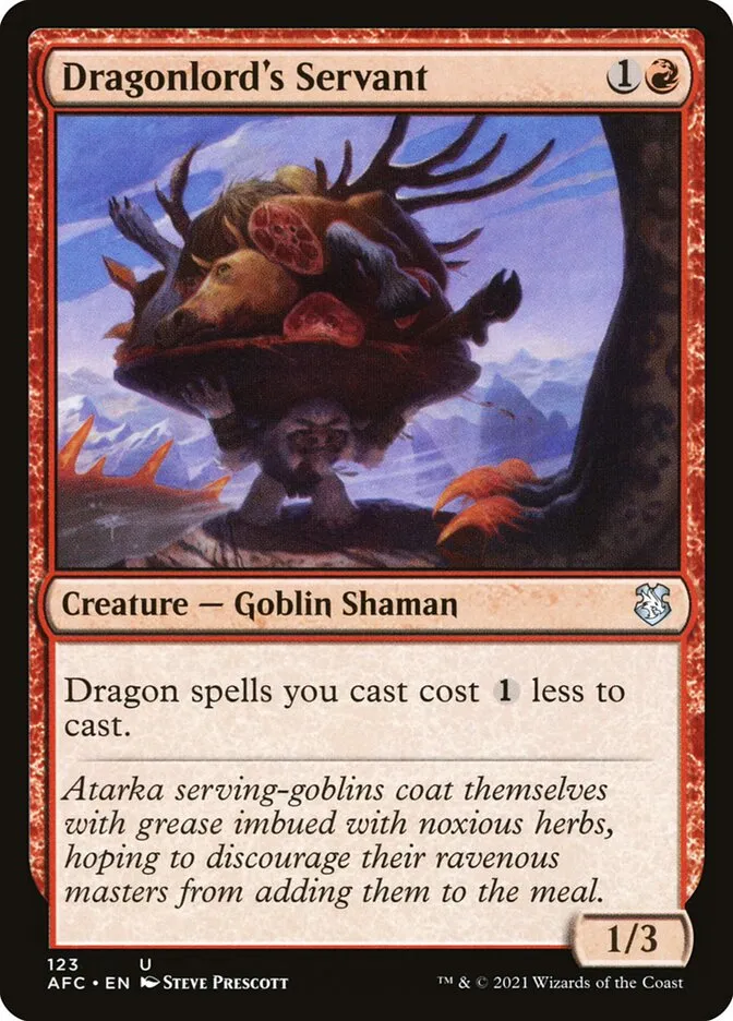 2021 Forgotten Realms Commander Dragonlord's Servant #123 uncommon card image