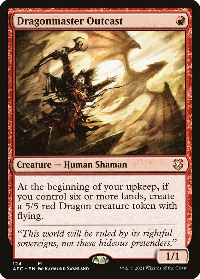 2021 Forgotten Realms Commander Dragonmaster Outcast #124 mythic card image