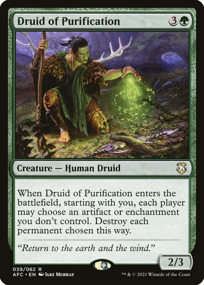 2021 Forgotten Realms Commander Druid of Purification #39 rare card image