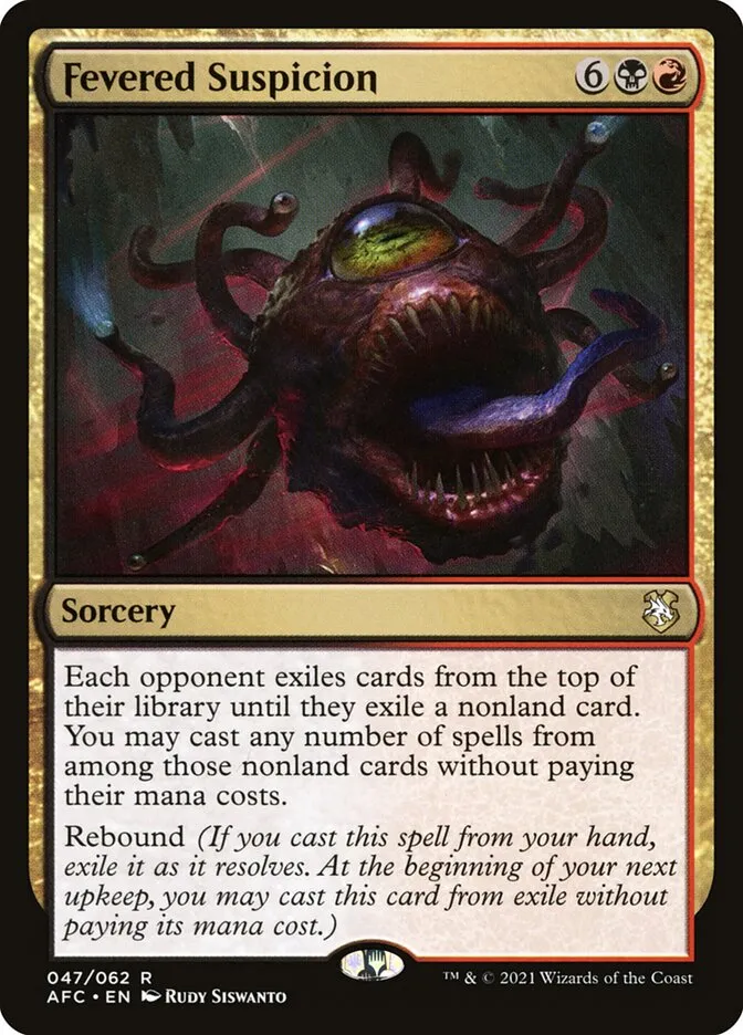 2021 Forgotten Realms Commander Fevered Suspicion #47 rare card image