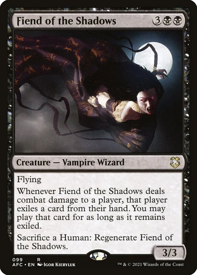 2021 Forgotten Realms Commander Fiend of the Shadows #99 rare card image