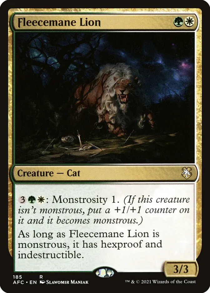 2021 Forgotten Realms Commander Fleecemane Lion #185 rare card image
