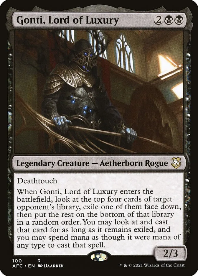 2021 Forgotten Realms Commander Gonti, Lord of Luxury rare #100 rare card image
