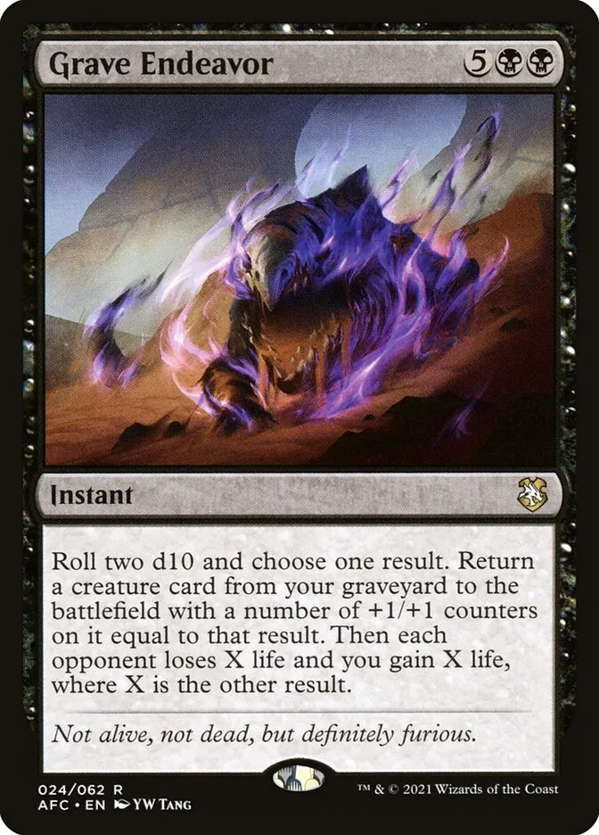 2021 Forgotten Realms Commander Grave Endeavor #24 rare card image