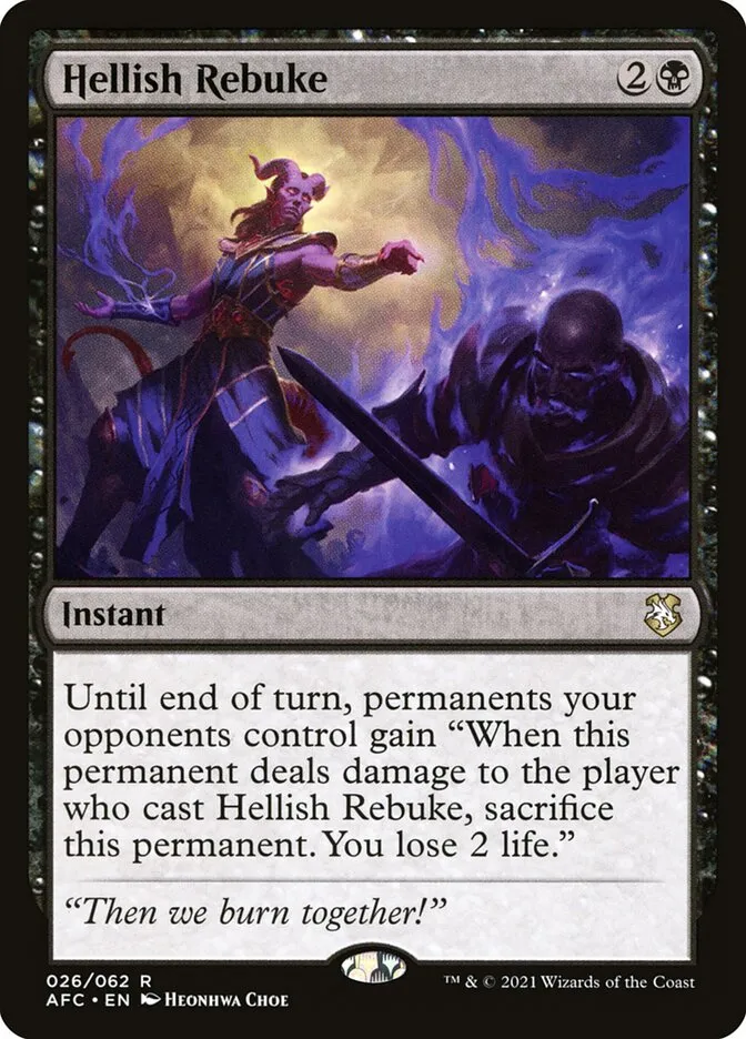 2021 Forgotten Realms Commander Hellish Rebuke rare #26 rare card image