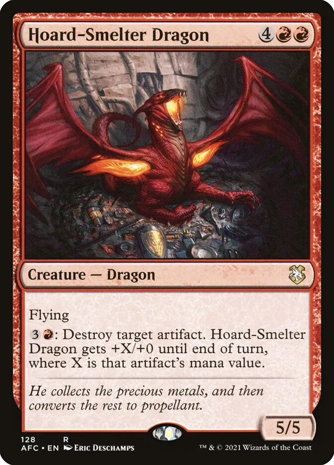 2021 Forgotten Realms Commander Hoard-Smelter Dragon #128 rare card image