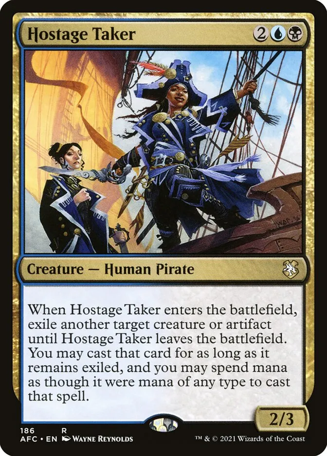 2021 Forgotten Realms Commander Hostage Taker #186 rare card image