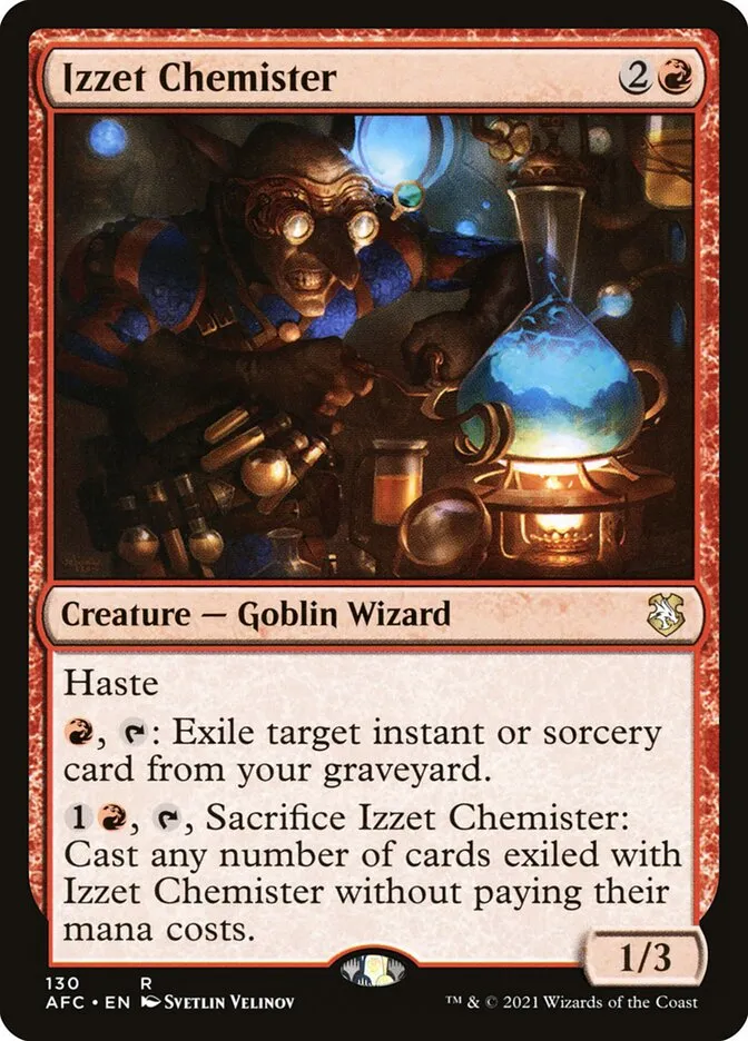 2021 Forgotten Realms Commander Izzet Chemister #130 rare card image
