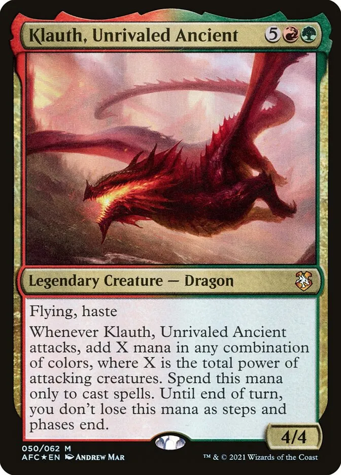 2021 Forgotten Realms Commander Klauth, Unrivaled Ancient #50 mythic card image