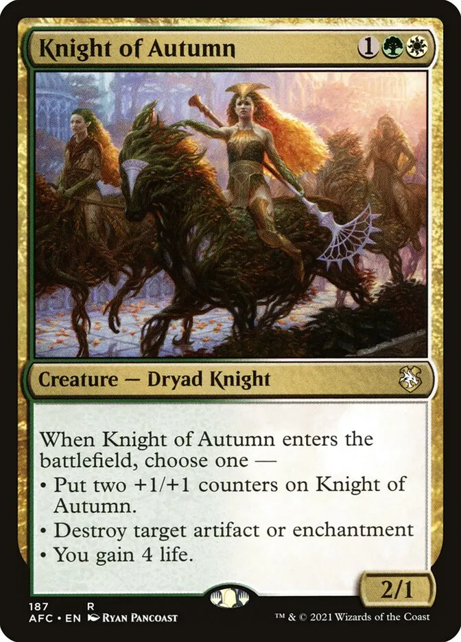 2021 Forgotten Realms Commander Knight of Autumn #187 rare card image