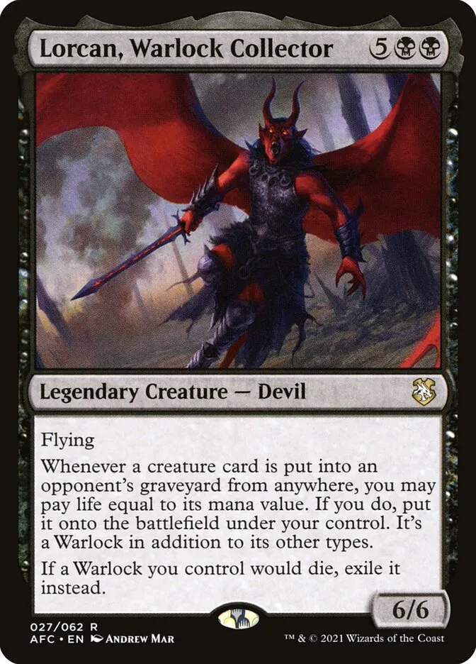 2021 Forgotten Realms Commander Lorcan, Warlock Collector #27 rare card image