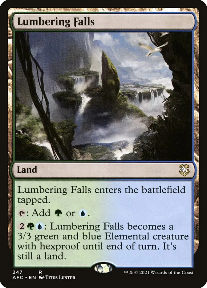 2021 Forgotten Realms Commander Lumbering Falls #247 rare card image