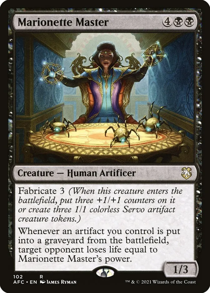 2021 Forgotten Realms Commander Marionette Master rare #102 rare card image