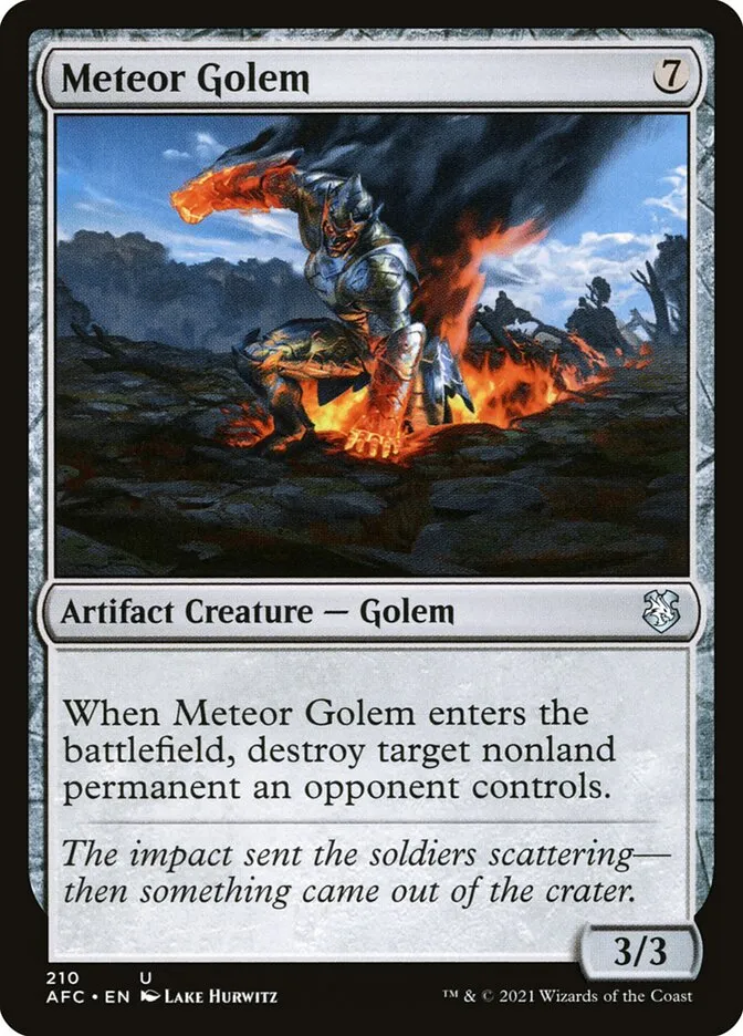 2021 Forgotten Realms Commander Meteor Golem uncommon #210 uncommon card image