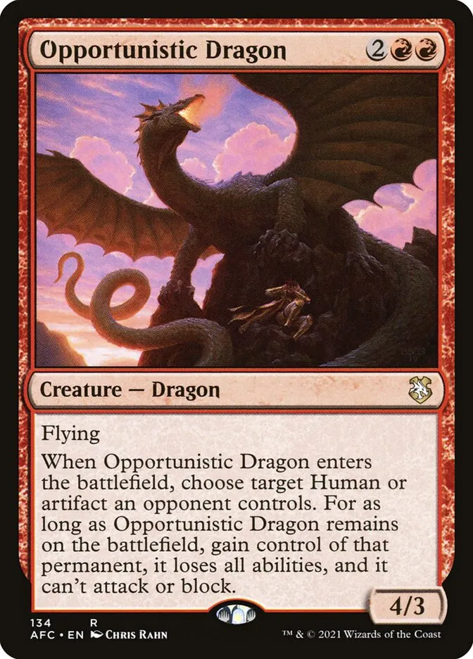2021 Forgotten Realms Commander Opportunistic Dragon #134 rare card image