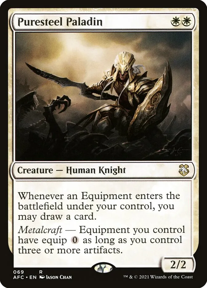 2021 Forgotten Realms Commander Puresteel Paladin #69 rare card image
