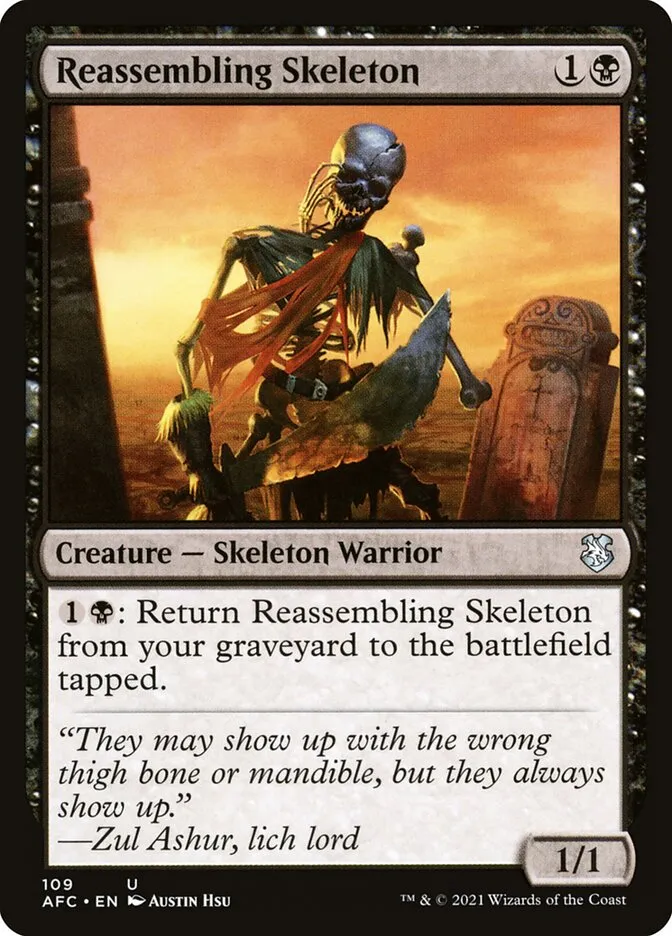 2021 Forgotten Realms Commander Reassembling Skeleton uncommon #109 uncommon card image