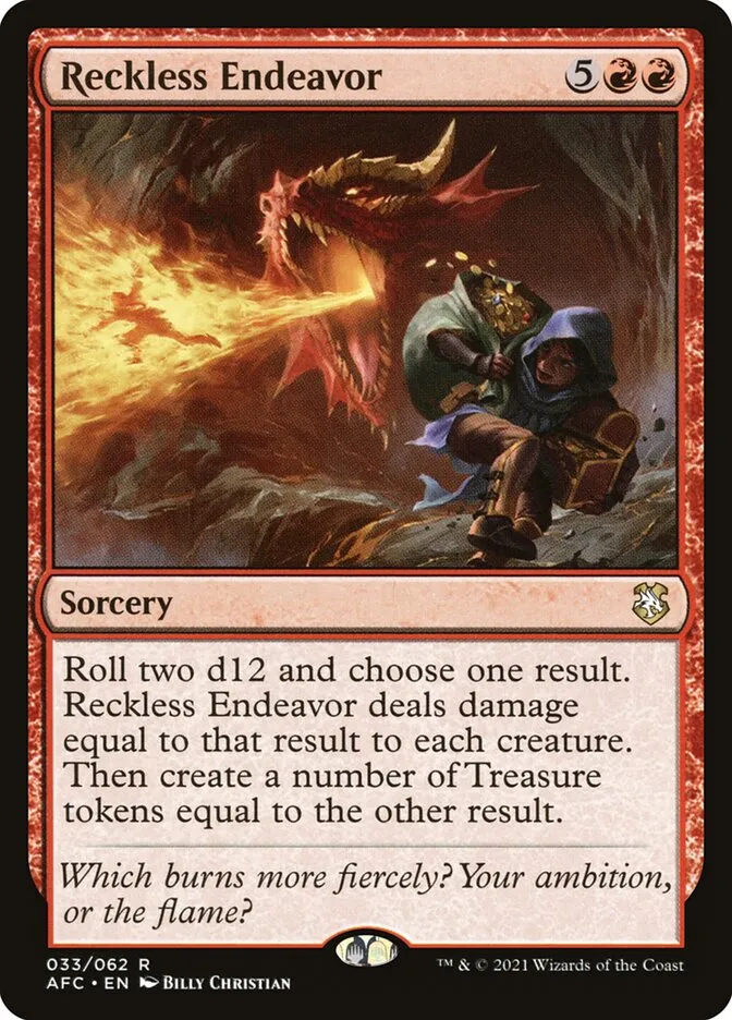 2021 Forgotten Realms Commander Reckless Endeavor #33 rare card image