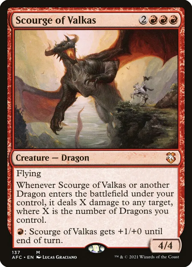 2021 Forgotten Realms Commander Scourge of Valkas #137 mythic card image