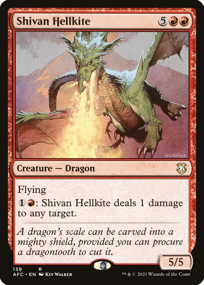 2021 Forgotten Realms Commander Shivan Hellkite rare #139 rare card image