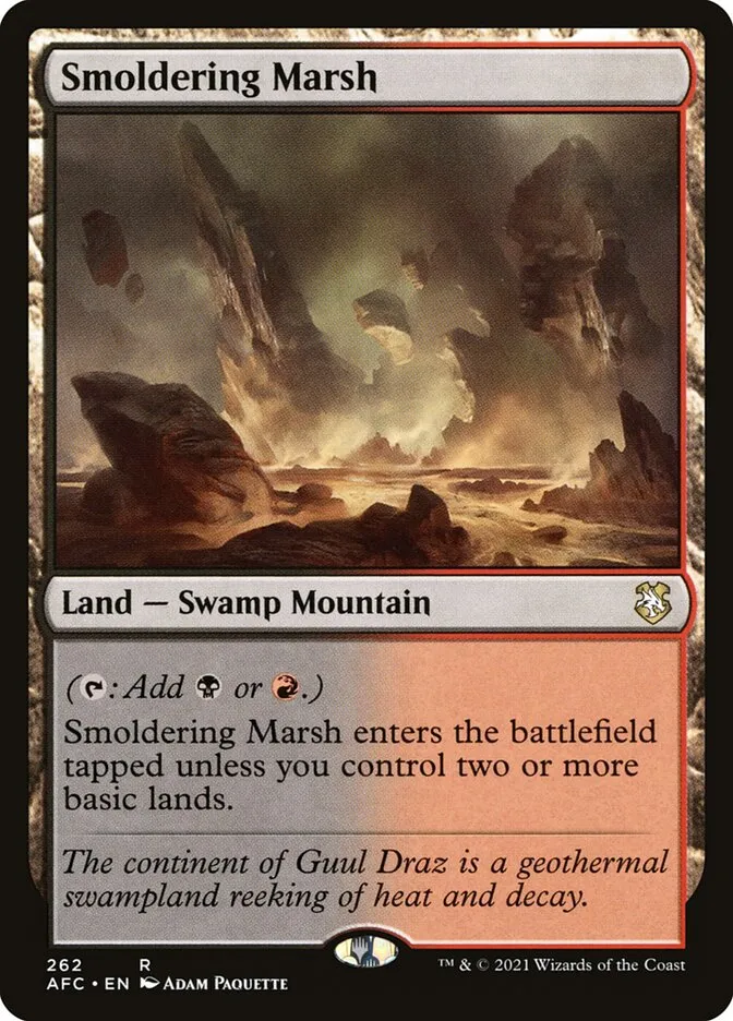 2021 Forgotten Realms Commander Smoldering Marsh #262 rare card image