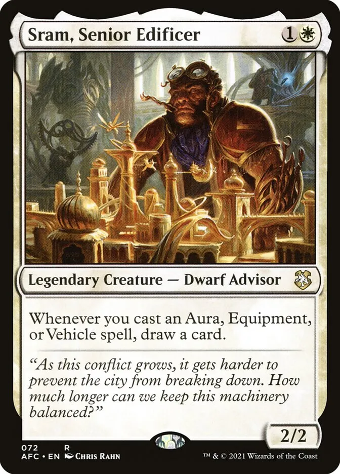 2021 Forgotten Realms Commander Sram, Senior Edificer rare #72 rare card image