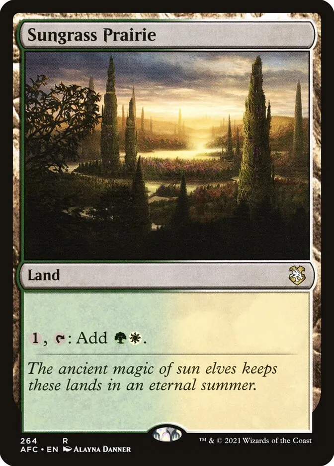 2021 Forgotten Realms Commander Sungrass Prairie #264 rare card image