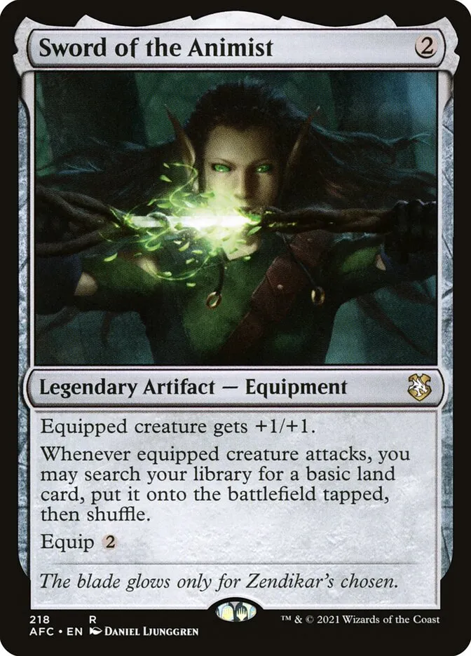 2021 Forgotten Realms Commander Sword of the Animist #218 rare card image