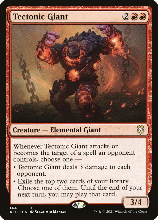 2021 Forgotten Realms Commander Tectonic Giant #144 rare card image