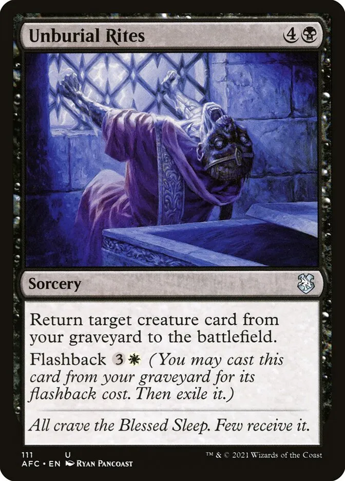 2021 Forgotten Realms Commander Unburial Rites #111 uncommon card image