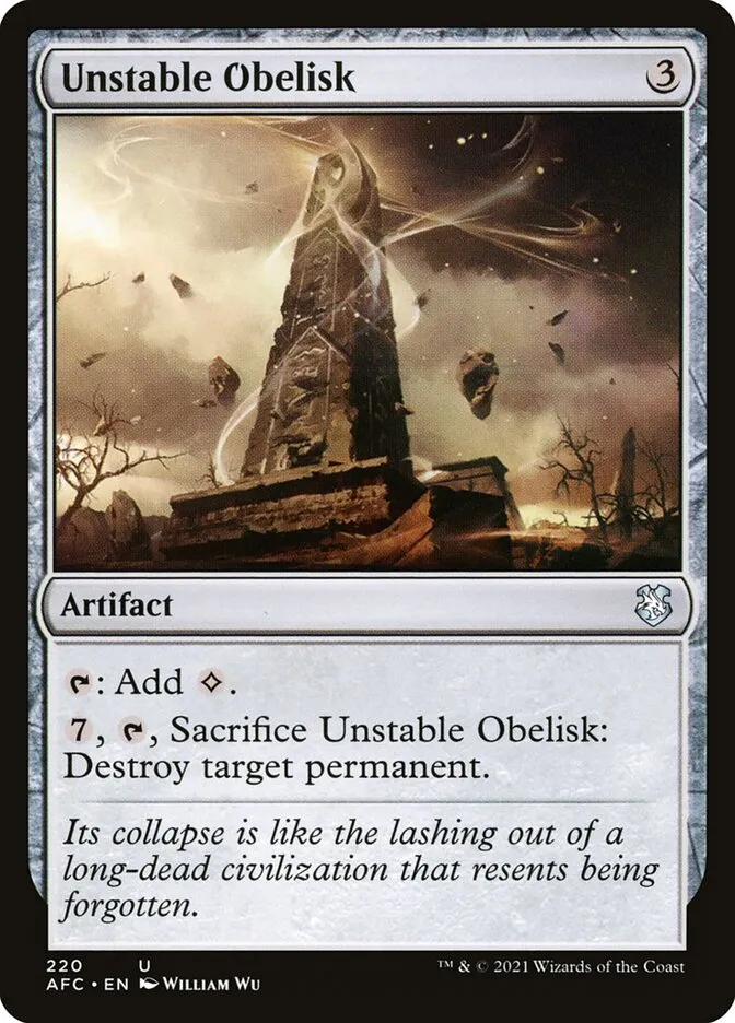 2021 Forgotten Realms Commander Unstable Obelisk #220 uncommon card image