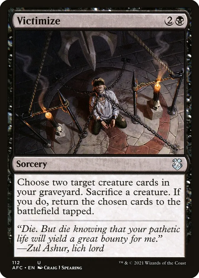 2021 Forgotten Realms Commander Victimize uncommon #112 uncommon card image