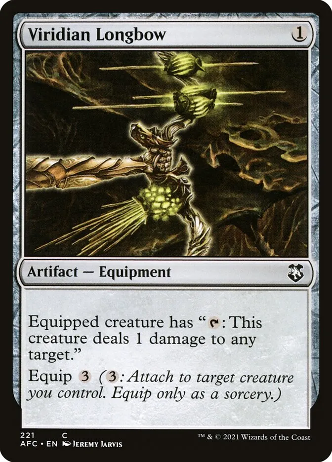 2021 Forgotten Realms Commander Viridian Longbow #221 common card image
