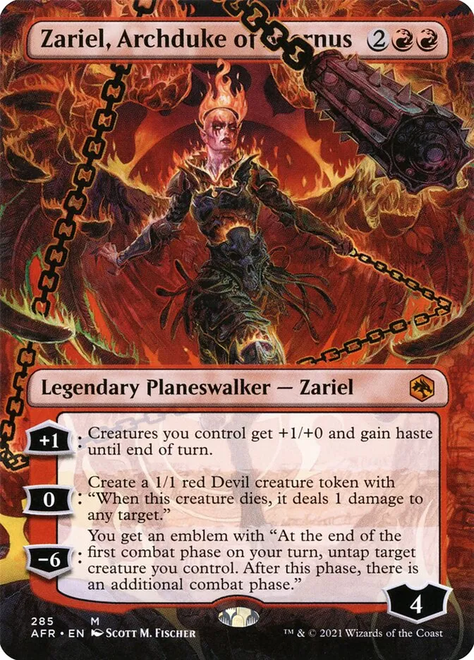 2021 Adventures in the Forgotten Realms Zariel, Archduke of Avernus #285 mythic card image