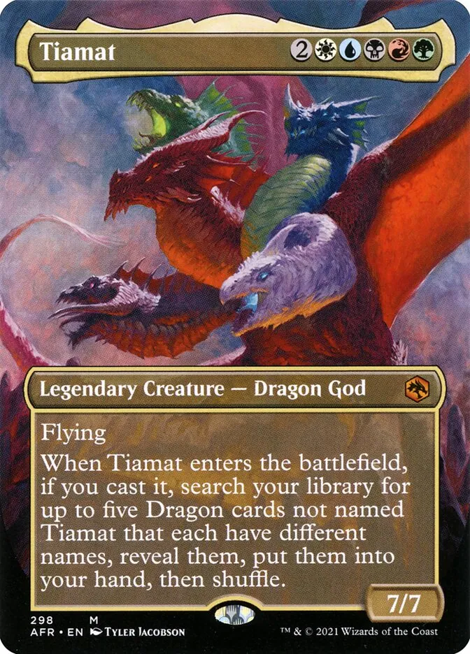 2021 Adventures in the Forgotten Realms Tiamat [Borderless] mythic #298 mythic card image