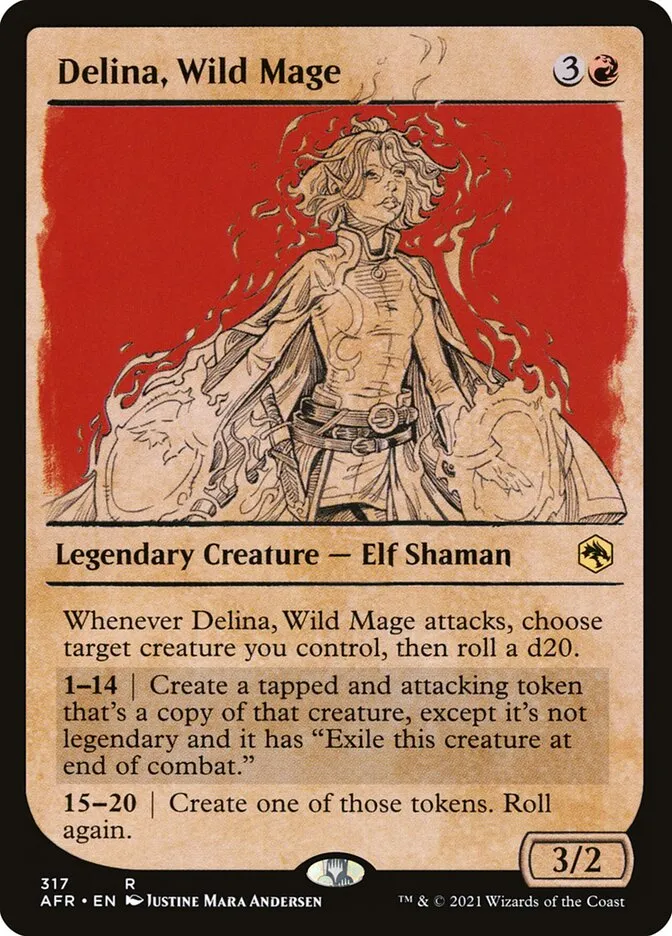2021 Adventures in the Forgotten Realms Delina, Wild Mage #317 rare card image