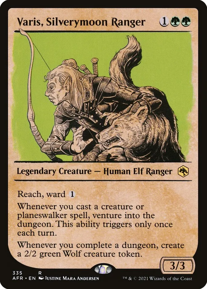 2021 Adventures in the Forgotten Realms Varis, Silverymoon Ranger #335 rare card image