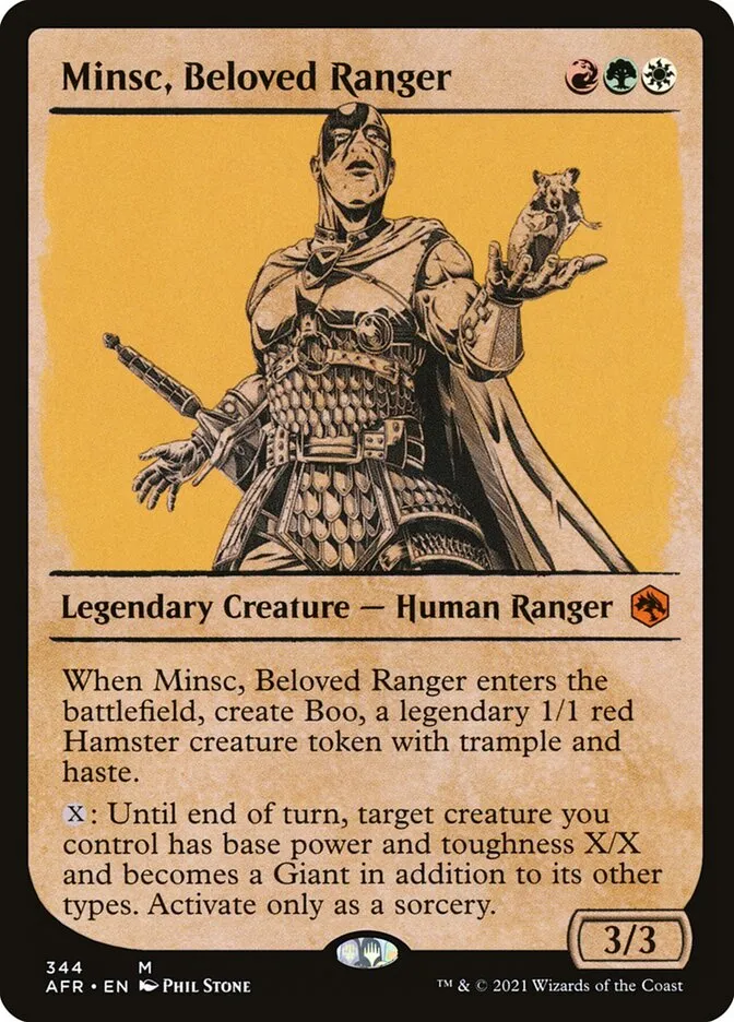 2021 Adventures in the Forgotten Realms Minsc, Beloved Ranger #344 mythic card image